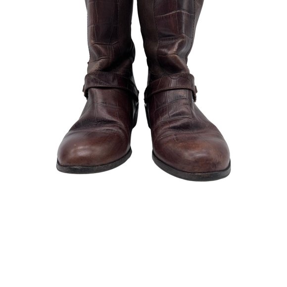 Sam Edelman Women’s size 7B Croc Embossed Leather back zip Boots - Picture 3 of 13